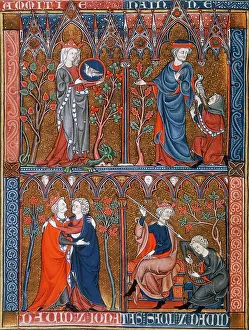 Mending Prints: Friendship and Hatred; Jonathan, David and Saul, c1290-c1300. Creator: Unknown