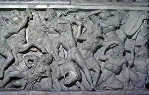 Barbarian Prints: Frieze showing Roman soldiers fighting barbarians