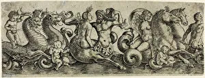Frieze Prints: Frieze with Tritons and Nymphs, 1515/20. Creator: Girolamo Mocetto
