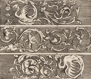 Three Friezes with Ornamental Foliage, ca. 1541-43. Creator: Enea Vico