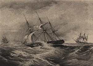 The frigate Kreiser and the sloop Ladoga at the coast of America 1823, 1900s-1910s The frigate Kreiser and the sloop Ladoga at the coast of America 1823, 1900s-1910s