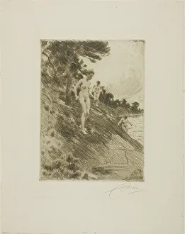 Skinny Dipping Prints: Frightened, 1912. Creator: Anders Leonard Zorn
