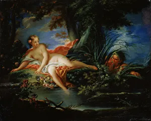 Boucher Prints: A Frightened Bather, 1736. Artist: Francois Boucher