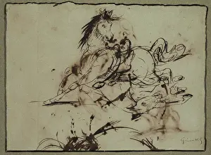 Frightened Horse, between late 18th and early 19th century. Creator: Attributed to Theodore Gericault (1791-1824)