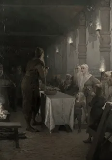 Addressing Prints: Frithiof comes to King Ring (from Frithiof's saga)