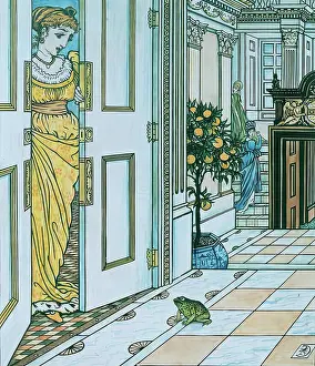 Crane Prints: The Frog asks to be allowed to enter the Castle - Illustration for The Frog Prince, c1874