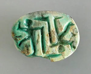 Frog Scaraboid with Human Depictions on the Base, Probably 6th-13th Dynasty (2374-1665). Creator: Unknown