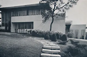 Richard Joseph Neutra Prints: Front-detail view - House of Mr. and Mrs. Edward Kaufman, Westwood, California, 1939