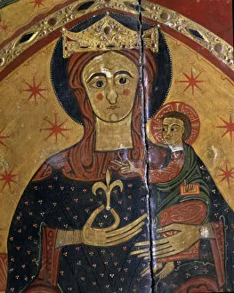 Frontal of Coll, panel painting, detail of the Virgin and Child, from the sanctuary