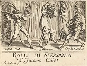 Comedian Gallery: Frontispiece for 'Balli di Sfessania', c. 1622. Creator: Jacques Callot