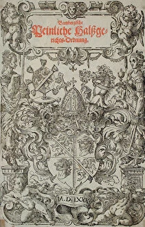Coat Of Arms Collection: Frontispiece of Bamberger Highcourt, 1580. Creator: Unknown