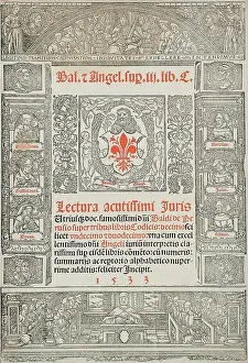 Frontispiece Prints: Frontispiece to a Book about the Law, 1533. Creator: Unknown