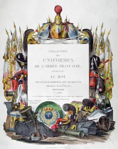 Frontispiece of Collection des Uniformes de L Armee Francaise presentee au Roi, 1823. Artist: Charles Etienne Pierre Motte