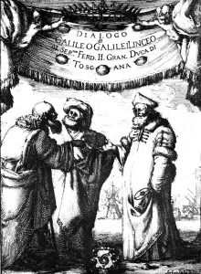 Frontispiece of Galileos Dialogo dei Massimi Sistemi, 1632. Artist: Stefano della Bella Frontispiece of Galileos Dialogo dei Massimi Sistemi, 1632. Artist: Stefano della Bella