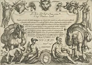 Frontispiece with Hunters, Dogs and Horses, from Hunting Scenes VI, 1609