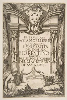 Instructions Prints: Frontispiece for the Instruzione a Cancellieri, 1635. Creator: Stefano della Bella