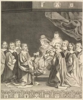 Anne Of Austria Collection: Frontispiece: Les Ordonnances royaux, ca. 1644. Creator: Claude Mellan