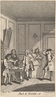 Poquelin Jean Baptiste Prints: Frontispiece to Molieres L Avare'(The Miser), 1732