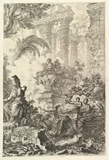 Broken Gallery: Frontispiece, with Statue of Minerva, ca. 1748. Creator: Giovanni Battista Piranesi
