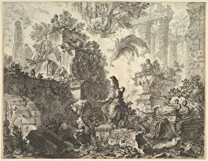 Frontispiece, with Statue of Minerva, ca. 1748. Creator: Giovanni Battista Piranesi