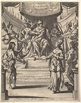Bosse Abraham Collection: Frontispiece for 'Tristan L Hermite': Marianne standing to right before Herod