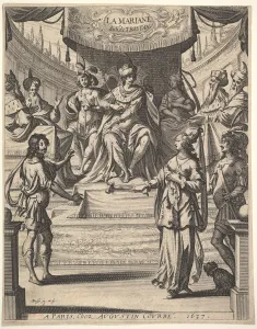 Bosse Abraham Prints: Frontispiece for Tristan L Hermite': Marianne standing to right before Herod