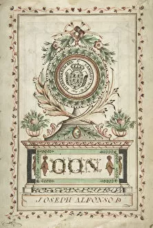 Frontispiece with Vegetal Medallion and Latin Dedication surrounding a Coat of