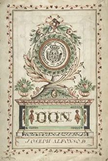 Dedication Prints: Frontispiece with Vegetal Medallion and Latin Dedication surrounding a Coat of
