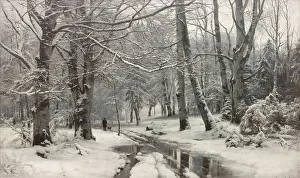Beech Tree Prints: Frosty weather in a beech forest, 1881. Creator: Anders Andersen-Lundby