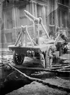 Mystery Prints: Frozen fire apparatus, Equitable fire, 1912. Creator: Bain News Service
