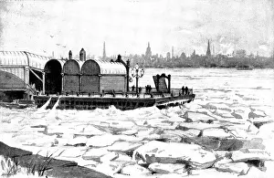 Climate Prints: The Frozen Mersey: looking from Birkenhead to Liverpool, 1895. Creator: George Meisenbach