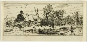 The Frozen Pond, small plate, 1845. Creator: Charles Emile Jacque