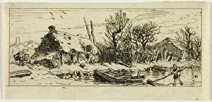 Thatched Gallery: The Frozen Pond, small plate, 1845. Creator: Charles Emile Jacque