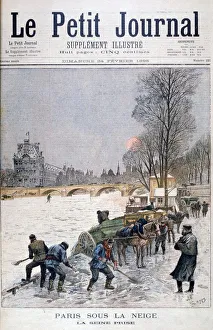 Shovelling Prints: The frozen Seine, winter, Paris, 1895. Artist: Henri Meyer