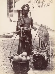 Ananas Sativus Prints: Fruit Seller, Batavia, 1860s-70s. Creator: Unknown