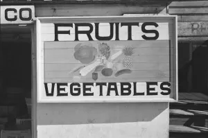 Fruit Market Prints: Fruit sign, Beaufort, South Carolina, 1936. Creator: Walker Evans