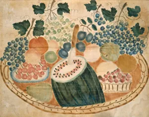 Vine Leaves Prints: Fruit on a Tray, c. 1840. Creator: Unknown