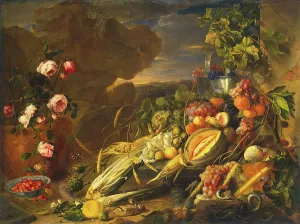 Harvest Prints: Fruit and a Vase of Flowers, 1655. Creator: Jan Davidsz de Heem