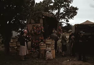 Apple Collection: Fruit wagon at the Pie Town, New Mexico Fair, 1940. Creator: Russell Lee