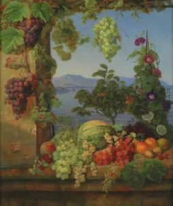 Convolvulus Arvensis Prints: Fruits in an Italian Landscape, 1842-1843. Creator: Christine Lovmand