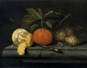 Peeling Gallery: Fruits on a Table Setting of Stone, c1653-1659. Artist: Johannes Borman