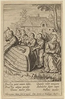 Boatbuilding Prints: Frustra pater nauem dabit. Creator: Hieronymous Wierix