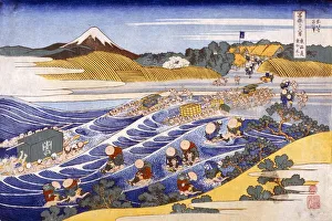 C19th Prints: Fuji from the Ford at Kanaya, c1833. Creator: Katsushika Hokusai (1760-1849)
