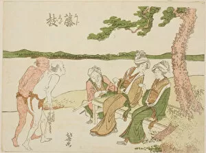 Fujieda Shizuoka Japan Gallery: Fujieda station on the Tokaido, Japan, c. 1796. Creator: Hokusai