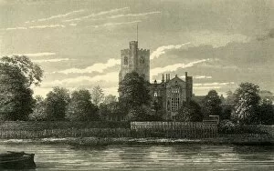 All Saints Church Gallery: Fulham Church, from the Thames, (c1878). Creator: Unknown