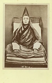 Full-length portrait of the grand lama of the Selenginsk lamasery, seated... between 1870 and 86. Creator: Unknown