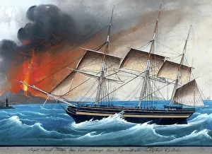 Erupting Prints: The full-rigger Blixten, 1837-1838. Creator: Unknown