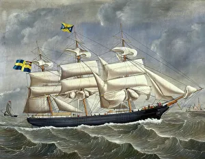 Three Master Prints: The full-rigger Pacific, (c1860s). Creator: Carolus Ludovicus Weyts