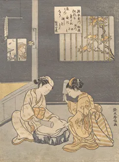 Orange Tree Prints: Fulling Cloth at the Jewel River (Kinuta no Tamagawa), ca. 1768. ca. 1768