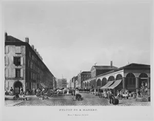 Carts Prints: Fulton Street & Market, New York (The Bennett View of Fulton Street), 1834